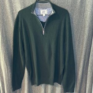 Jos. A. Bank Dark Green Cotton & Wool Zip-Up Sweater